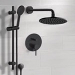 Remer SFR92 Matte Black Shower Set With 8 Inch Rain Shower Head and Hand Shower